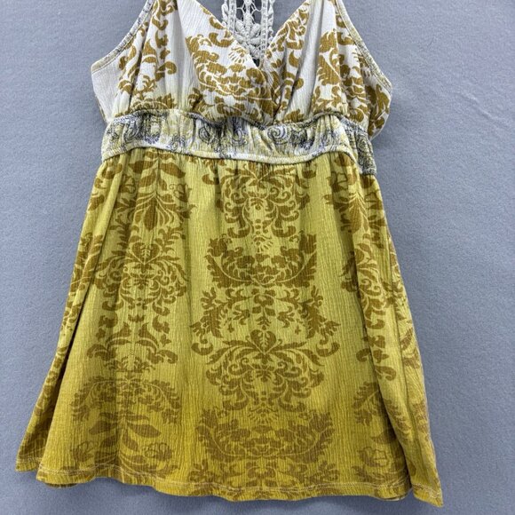 Y2K Vintage Self Esteem Yellow Ombré Halter Tank‎ Crochet Detail Boho SZ Medium - Picture 3 of 10